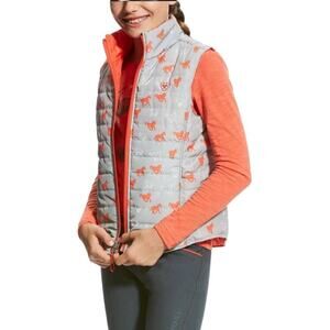 Emma Girls Reversible Puffer Vest Size L Gray & Orange Fall Layer